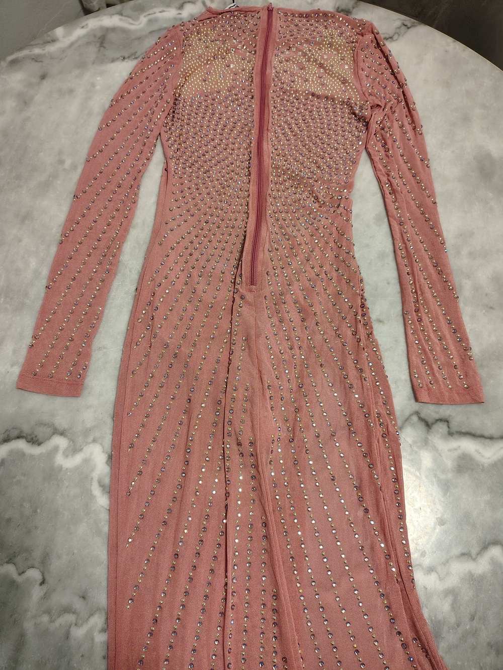 Fashion Nova Rose Pink Embellished Long Sleeve Midi Dress - Picture 5 of 5